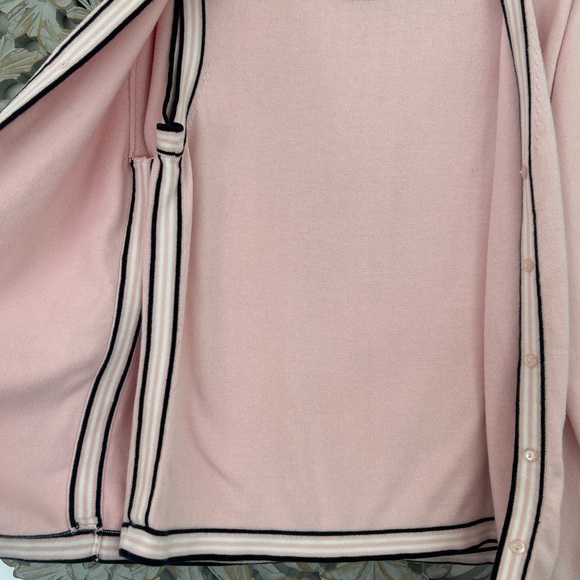Vintage Baby Pink Cardigan & Matching Camisole Set – Black & White Trim - Picture 10 of 10